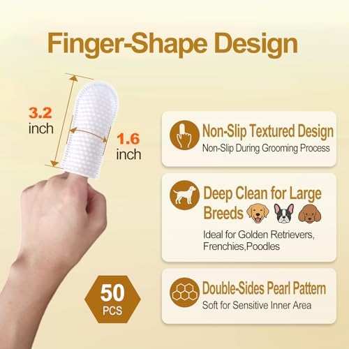 Dog Ear Finger Wipes for Dogs & Cats, Green Tea Scent, 50 Count
