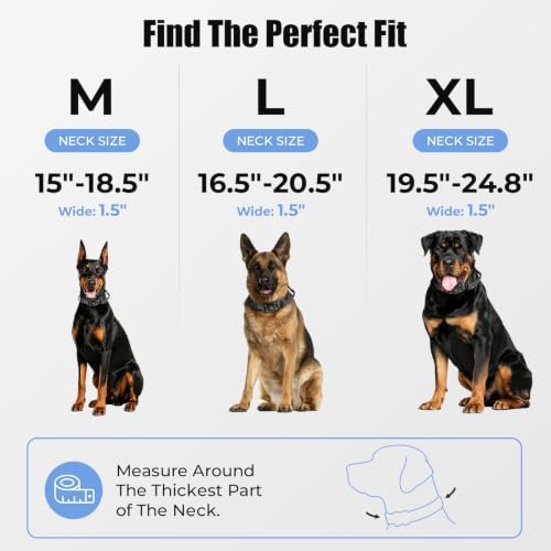 Tactical AirTag Dog Collar with Holder for Medium Large Dogs, Black, L