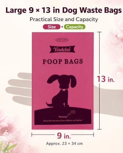 Dog Poop Bags Rolls with Dispenser - Strong Leak Proof - 390 Count Scented