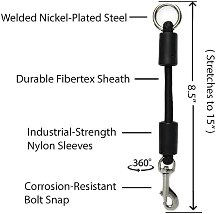 BUNGEE DOG LEASH EXTENSION – Patented Shock Absorber Attachment Protects You and Your Dogs – Works with ANY Leash & Collar or Harness – a MUST for Retractable Leashes – PICK SIZE/COLOR BELOW