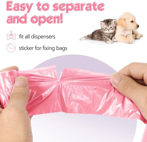 Lifegogo 1140 Counts 57 Rolls Unscented Doggy Poop Bags, Leak-Proof, Easy Tear-Off, Pink (13 x 9 Inches)