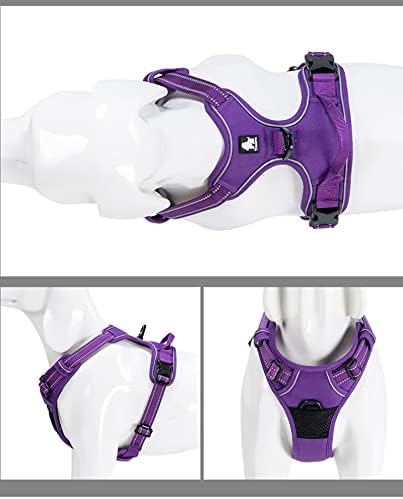 TRUE LOVE Adjustable No-Pull Dog Harness Reflective Vest, Purple, S