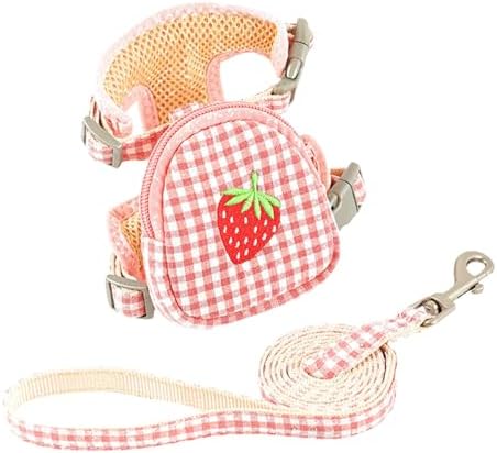 Pet Backpack Harness with Leash Pet Self Mini Backpack Dog Poop Bag Dispenser Adjustable Pets Medium Daily Backpack Animal Leash Cat Dog Self Mini Carrier for Dog Training Walking (Pink, Middle)