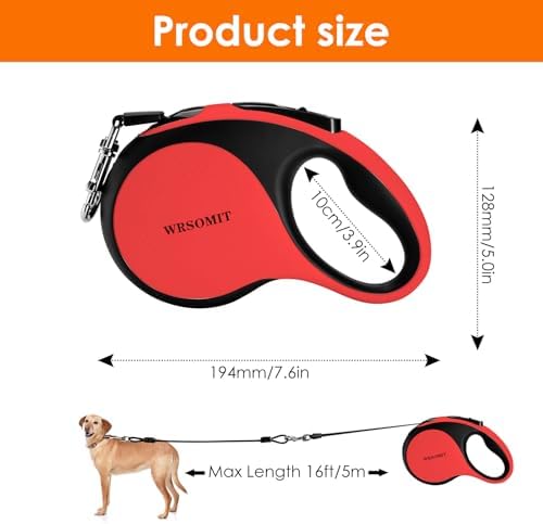 16Ft Retractable Dog Leash for Medium Large Dogs up to 110lbs
