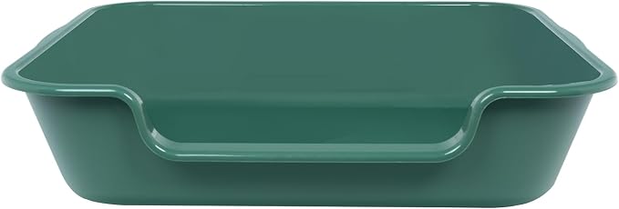 1 Pack of Extra Large Cat Litter Box (ABS Material), Low Entry Senior Litter Pen for Geriatric Kitty Big Cats, Jumbo Pet Safe Litter Boxes Tray for Indoor Pets Potty (Green, 24" L x 20" W)
