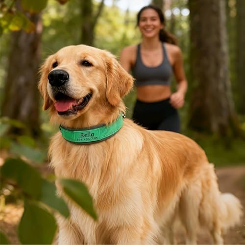 Personalized Dog Collar with Name and Phone Number | Durable Metal Buckle | Ultra Wide Soft Neoprene Padded | Reflective Dog Collar for Large Medium and Small Dogs