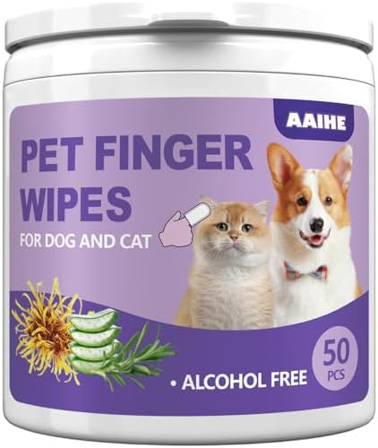 Dog Ear Finger Wipes for Dogs & Cats, Green Tea Scent, 50 Count