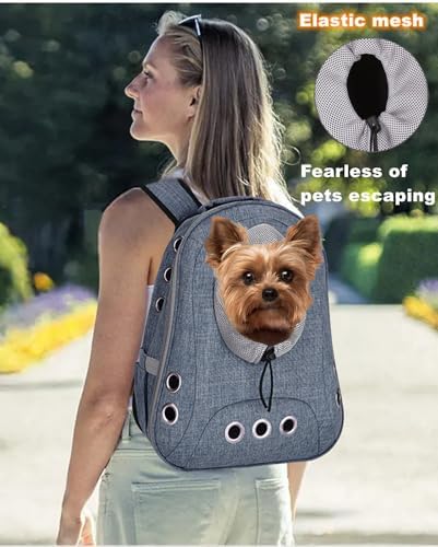 Small Dog Cat Chest Backpack Carrier,Large Space Ventilated Front Facing Backpack Carrier for Puppy,Lightweight Doggy Backpack for Hiking,Camping,Travel,Outdoor,Max 12 lbs(Denim Blue)