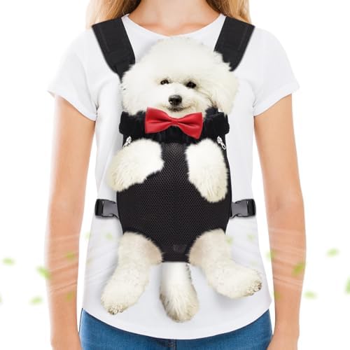 Pet Carrier Backpack, Hands-Free Adjustable Dog Front Carrier Legs Out & Easy-Fit Dog Backpack Carrier for Hiking Camping Traveling Cycling for Small Dogs and Rabbits (Medium, Black)