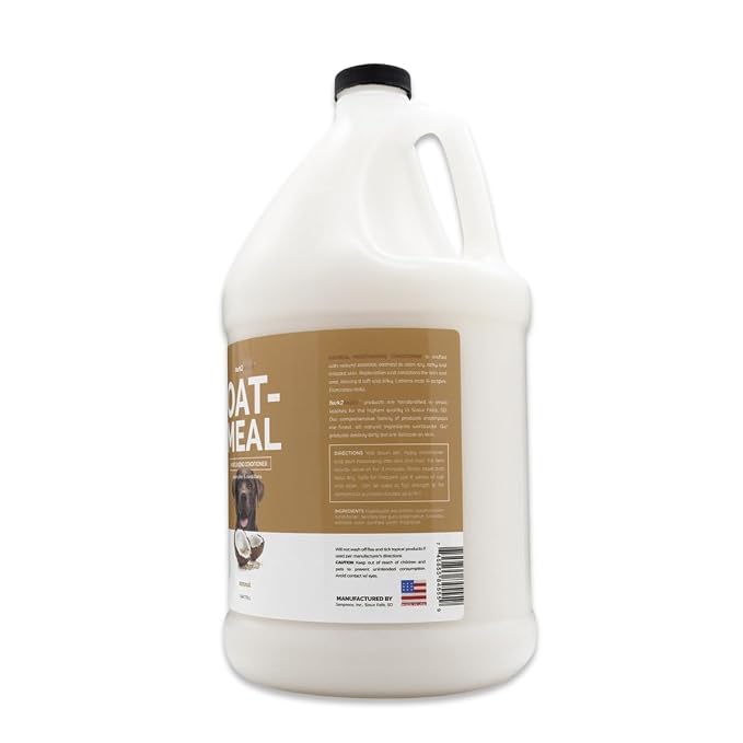 Bark2Basics Oatmeal Dog Conditioner for Itchy Skin Relief, 1 Gallon, 16:1 | 16:1 Concentrate, Colloidal Oatmeal Soothes Sensitive Skin, Hydrating Moisturizing Pet Wash, Groomer Grade, Coconut Fragrance