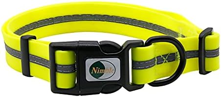 Nimble Reflective Waterproof Dog Collar Adjustable Odor Resistant Easy Clean Pet Collar for Small Medium Large Dogs Night Walking Outdoor Rainy Use (Medium (11.81”-18.5”inches), Fluorescent Yellow)