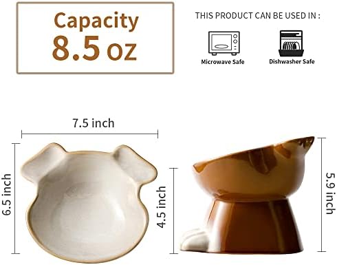 Nihow Elevated Ceramic Dog Bowls: 6.5 Inch Raised Dog Bowl for Food & Water