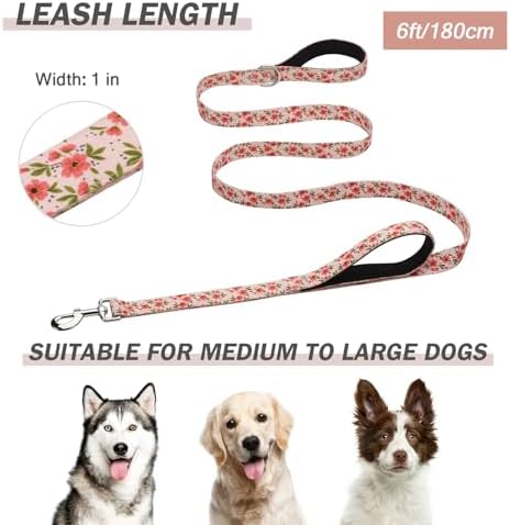 Hikiko 6FT Dog Leash Padded Double Handle with Designed Pattern