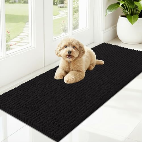 OLANLY Dog Door Mat for Muddy Paws 47x20, Extra Absorbent Chenille Mud Mat