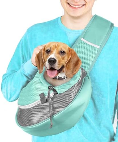 Cuddlissimo Small Dog Sling Carrier, Pet Cat Sling, Puppy Pouch - Lagoon-L