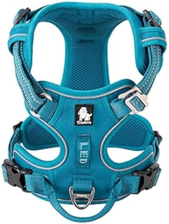 WINHYEPET True Love No Pull Dog Harness Extra Reflective Pet Harness for Small Medium Large Dogs Adjustbale for Running Walking Padded Soft Mesh Vest Easy Control TLH56512(Blue,XL)