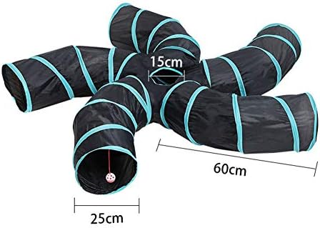 Cat Tunnels S-Way Crinkle Play Toys Collapsible Tube with Ball Maze Cat House Pet Interactive for Cat Puppy Kitten Rabbit 5-Way Tunnel