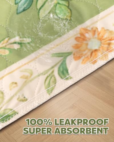 Washable Pee Pads for Dogs 36" x 36" - 2 Pack, Green, Stylish Reusable Puppy Training Pads - 100% Waterproof & Leak-Proof & Non-Slip, Potty Pads for Whelping, Crate, Floor