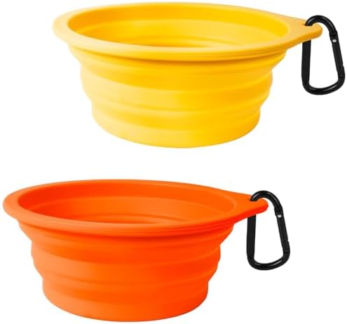 PetBonus 2-Pack Collapsible Dog Bowls, Portable Travel Dog Water Food Bowls
