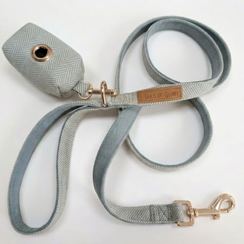 – Luxury 3-Piece Dog Walking Set – Adjustable Collar, 150 cm Leash, Poo Bag Holder – English Tweed & Soft Velvet – Elegant, Comfortable & Practical – 3 Colors