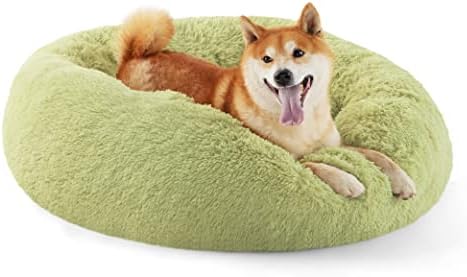 Bedsure Calming Dog Bed Medium Size Dog Donut Washable Pet Bed,30ins Green