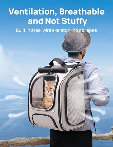 Pecute Cat Backpack Carrier,Large Space Cat Bubble Backpack,Ergonomic,Khaki