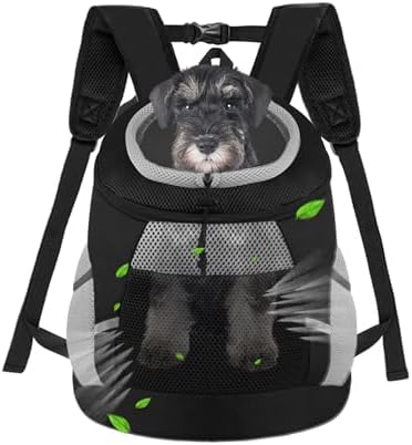 SMONT Dog Backpack Carrier Pet Lightweight Dog Carrier Backpack Small Dog Front Backpack Breathable Dog Carriers for Small Dogs with Safety Belt for Outdoor Hiking Travel Use S (2-7 lbs) Black
