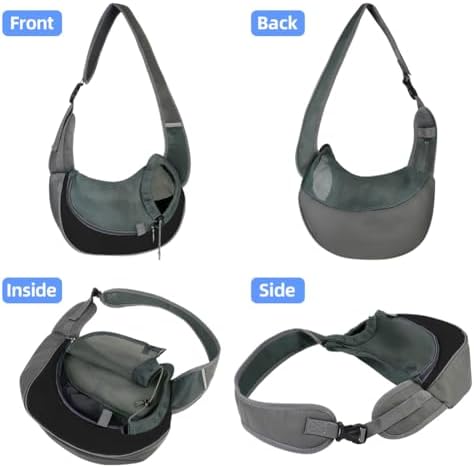 Dog Sling Carrier, Mesh Breathable Puppy Sling with Soft Adjustable Widen Padded Strap, Hand-Free Dog Purse Carriers for Small Dogs Cats, Pet Carrier Backpack for Travel Outdoor, Black