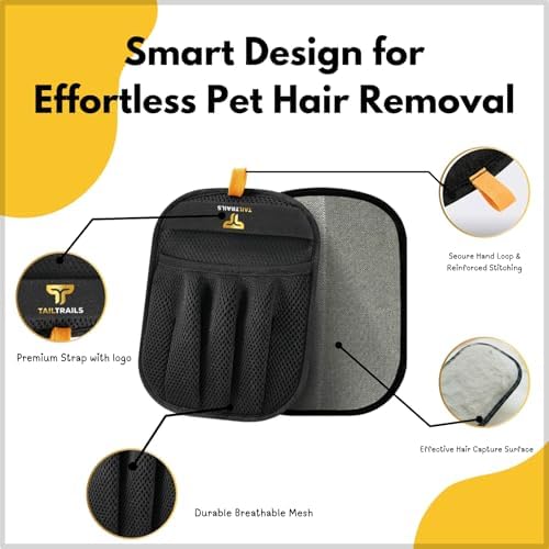 Pet Hair Removal Glove – Reusable Pet Hair Remover for Couch, Clothes, Car & Laundry | Works on Dogs & Cats | Multi-Surface Pet Hair Removal Tool