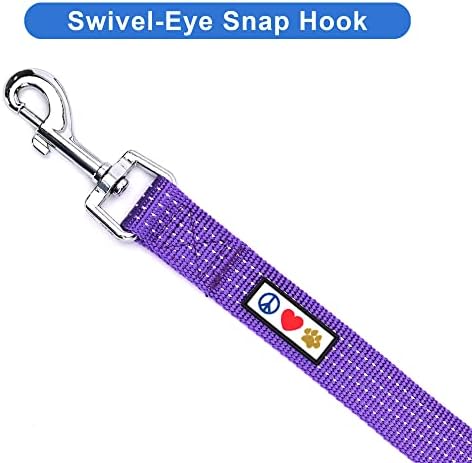 Pawtitas Purple Dog Leash 6 ft M/L Reflective Durable Lightweight Dog Lead for Medium or Large Dogs and Puppies