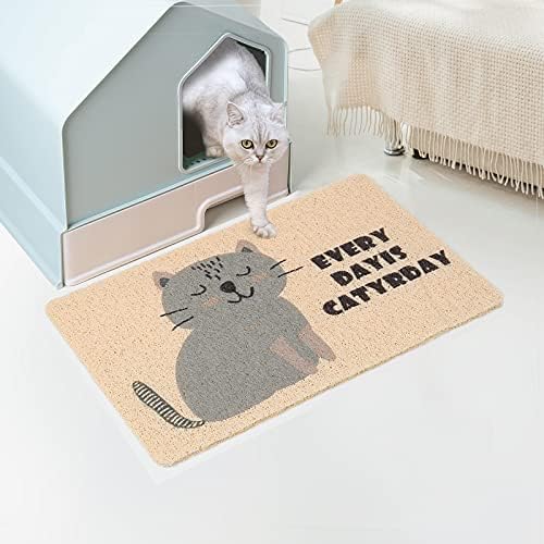 Cat Litter Mat Trap, Pet Food Catching Placemat, Super Cute Easy to Clean 24"×16" Large Durable for Cats and Dogs - Everyday is Catyrday