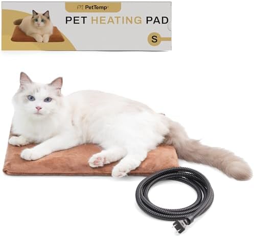 Pet Heating Pad for Cats Dogs Indoor & Sheltered Outdoor Waterproof Heated Cat Bed Heated Dog Bed Chew Resistant Cord Constant Temperature Electric Warming (Brown, S: 16" × 13" × 1.3")