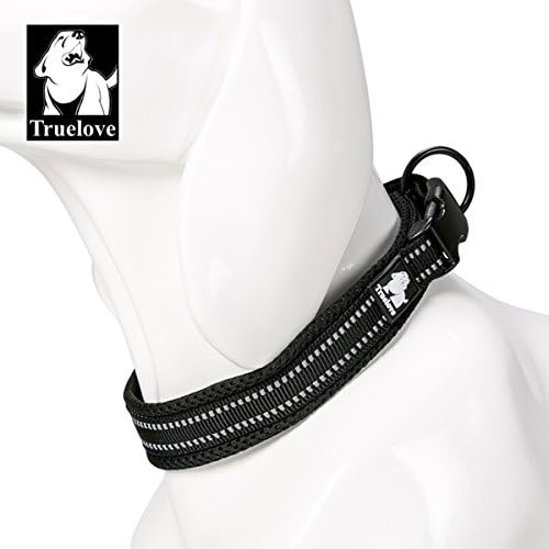 True Love Padded Reflective Breathable Nylon Dog Collar, Black, 2XL