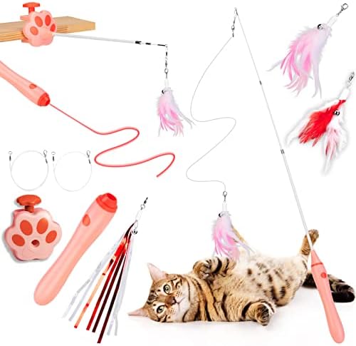 BEBOBLY 3-in-1 Retractable Cat Wand Toy for Indoor Cats