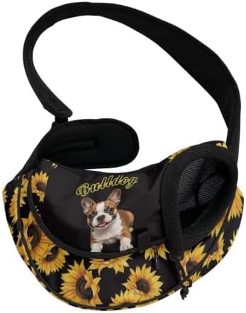 COEQINE Small Dog Carrier Sling Bag for Pets Portable Sunflower Cute Pug