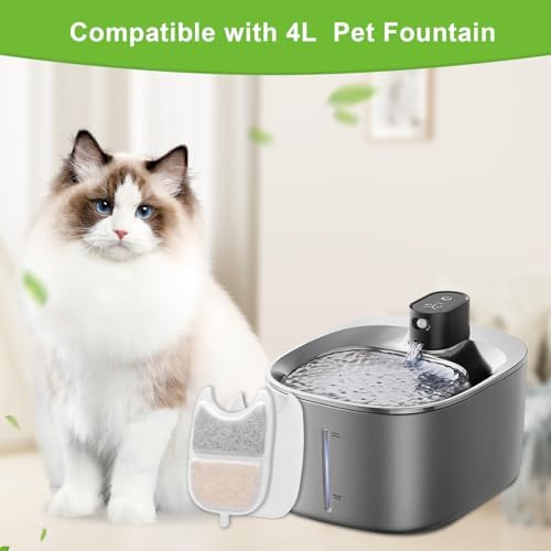 12 Set Replacement Filters & Sponges for 135 fl oz/4L Wilreless Cat Water Fountain，Triple Filtration Pet Fountain Filter Replacement Compatible with Feelneedy 4L Wilreless Cat Water Fountain