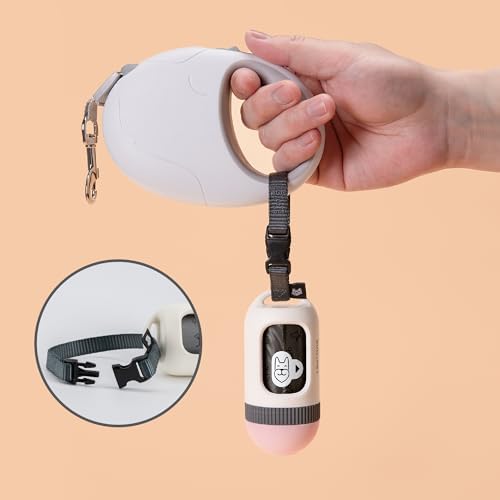 SVD.PET Dog Poop Bag Dispenser, Retractable Poop Bag Holder, White/Pink