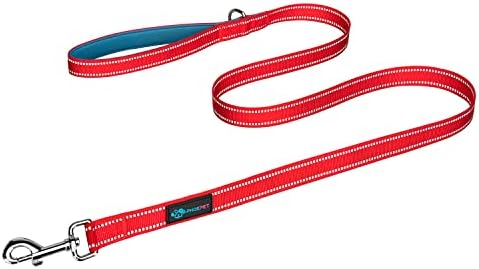 PHOEPET 5 Feet Dog Leash with Comfortable Padded Handle Easy Snap Clasp