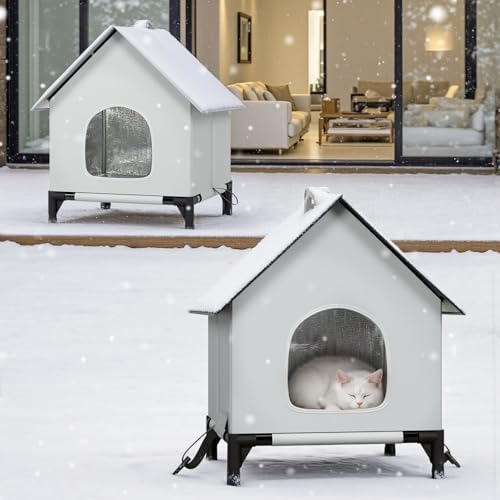 Large Cat House for Outside&Indoor,Insulated and Weatherproof,Foldable Cats Shelter, Bigger Cat House, Selfwarming/Cold Large Cave Bed for Winter,Garden(18 x 18 x 24 inch,L,Normal)