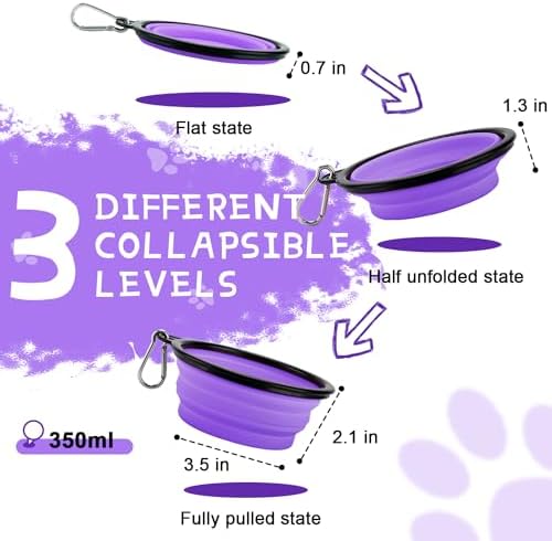 Rest-Eazzzy Collapsible Dog Bowls, 2 Pack Sturdy Portable Dog Water Bowls