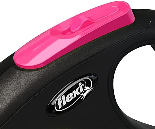 Flexi New Neon Tape Pink Medium 5m Retractable Dog Leash/Lead for Dogs up to 25kgs/55lbs