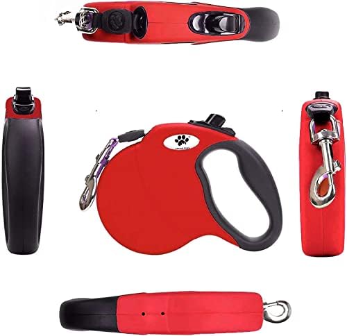 16 ft Retractable Dog Leash for Large Dogs up to 44 lbs,Tangle-Free Nylon Tape,Red Dan M