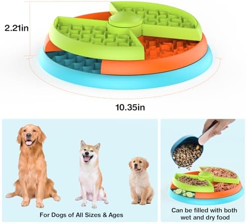 Atdoall Slow Feeder Dog Bowl, 3-Level Interactive Dog Puzzle Feeder
