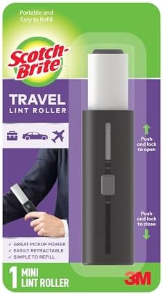 Scotch-Brite Retractable Lint Rollers 3-Pack, Portable Travel-Size Lint Removers for Pet Hair on Clothes, Furniture & Car, 3 in x 8.5 in Mini Rollers, 30 Sticky Sheets Each
