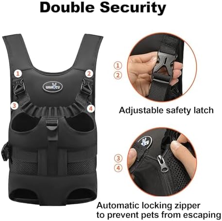 Wakytu Dog Front Carrier Backpacks for Small Dogs, Legs Out Pet Carrier Sling Backpack with Adjustable Padded Ventilated Shoulder Straps, Easy-Fit for Traveling Hiking Camping, XL