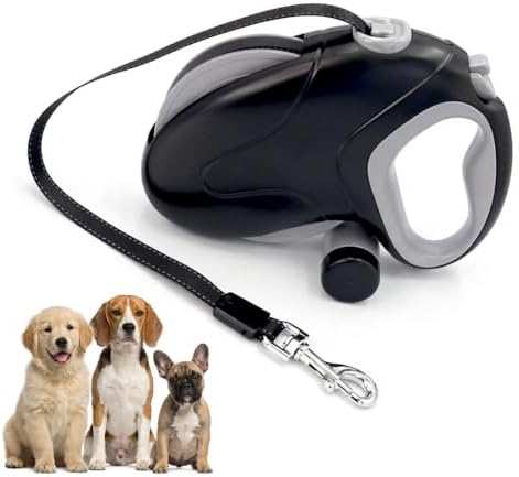 33ft Retractable Dog Leash, One-Button Control, Reflective Strips