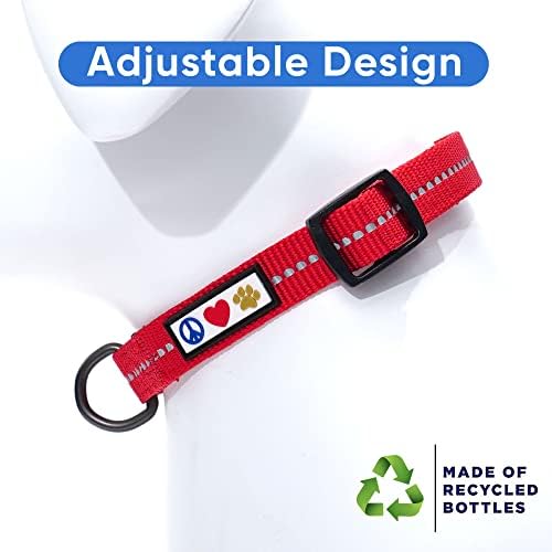 Pawtitas Recycled Dog Collar with Reflective Stitched Puppy Collar Made from Plastic Bottles Collected from Oceans Extra Small Red Chili