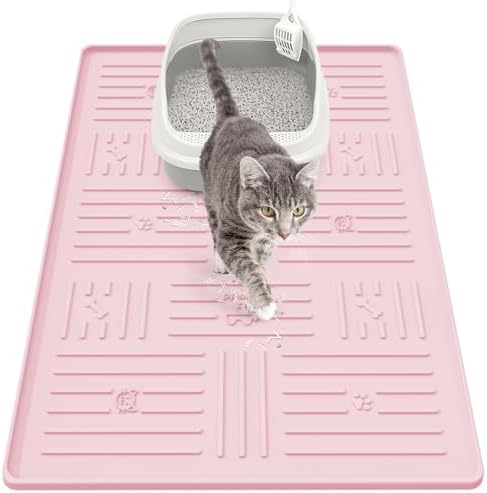 Silicone Cat Litter Mat, 34" X 25" Litter Box Mat, Pink