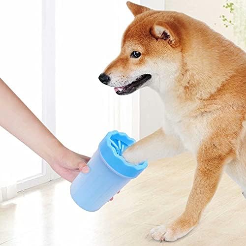 LZYMSZ Pet Foot Washer, Portable Dog Paw Brush Cup, Soft Silicone Outdoor Brush Cup with Towel for Dirty and Muddy Paws, Cat & Dog Bath & Grooming(Blue)
