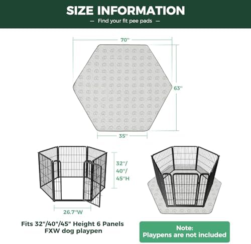 FXW Washable Pee Pads for Dogs, Super Absorbent, 35" Hexagon, 2 Packs